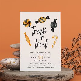 Klassiskt Candy Trunk eller Treat Halloween fest Inbjudningar