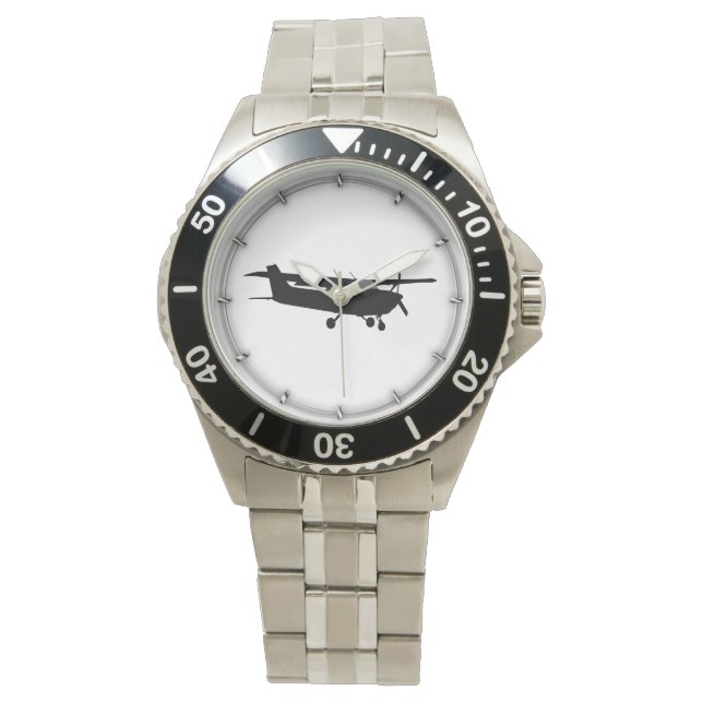 Klassiskt Cessna Black Silhouette-flyg Armbandsur (Framsida)