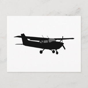 Klassiskt Cessna Black Silhouette-flyg Vykort