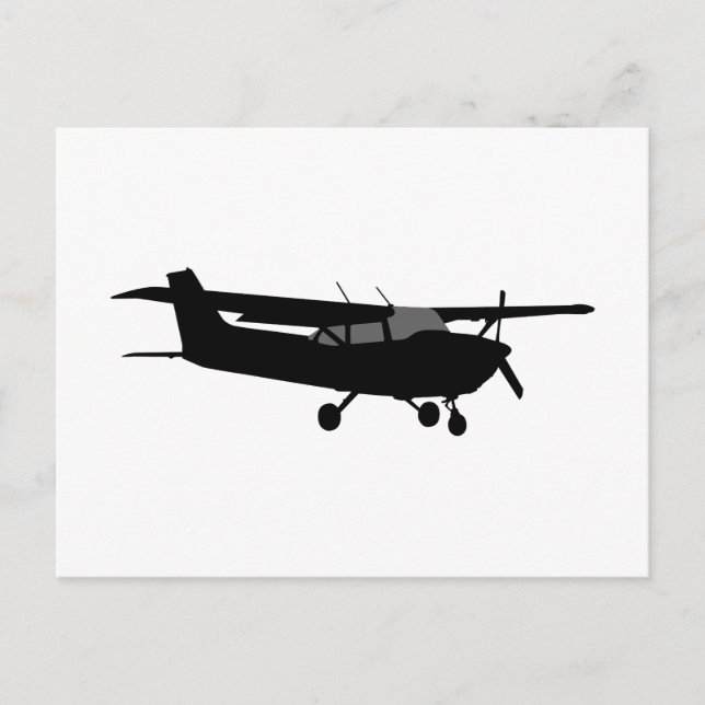 Klassiskt Cessna Black Silhouette-flyg Vykort (Framsida)
