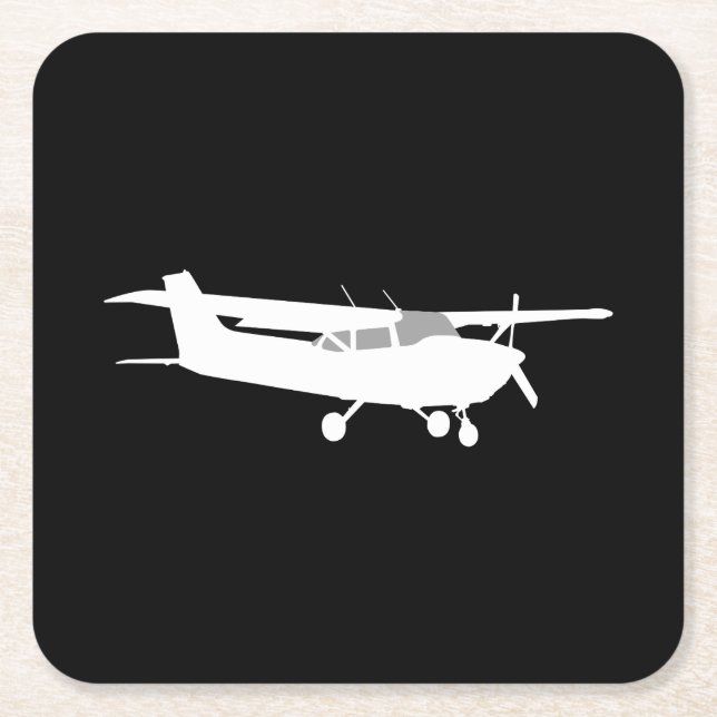 Klassiskt Cessna Silhouette-flygplan som flyger på Underlägg Papper Kvadrat (Framsidan)