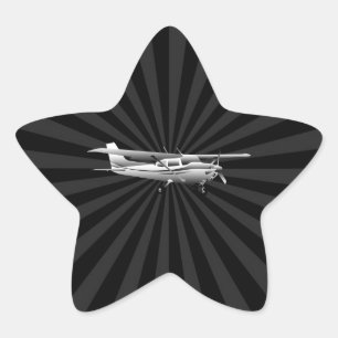 Klassiskt Cessna Silhouette Sunburst Stjärnformat Klistermärke