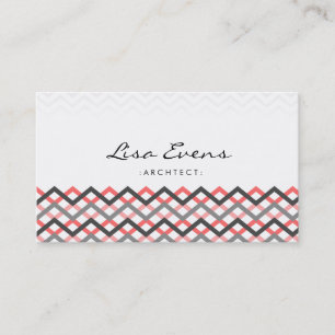 Klassiskt Chevron Mönster Red Grått-Affärskort Visitkort