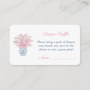 Klassiskt Chinoiserie Flicka Shower Diaper Raffle Tilläggskort