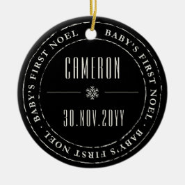 Klassiskt cirkelstämplat förseglingsfoto Baby Firs Julgransprydnad Keramik