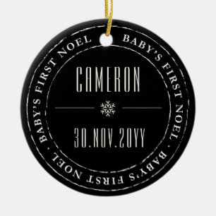 Klassiskt cirkelstämplat förseglingsfoto Baby Firs Julgransprydnad Keramik