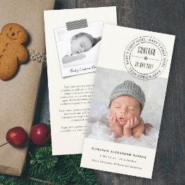 Klassiskt cirkelstämplat förseglingsfoto Baby Firs Julkort