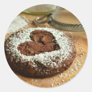 Klassiskt cirkulärt chokladmärke för cookie runt klistermärke