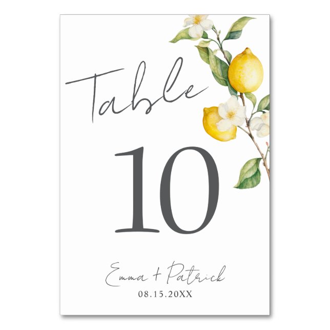 Klassiskt Citrus Lemon-Bordsnummer, sommartid Bordsnummer (Framsidan)