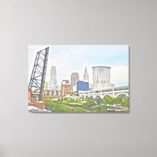 Klassiskt Cleveland River View Canvastryck