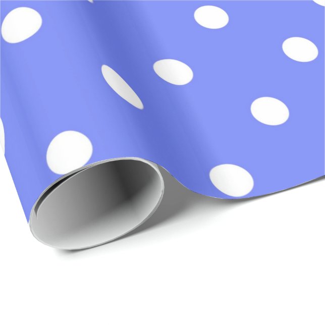 Klassiskt, coola, vitt och blått polka dots presentpapper (Rullad Hörn)