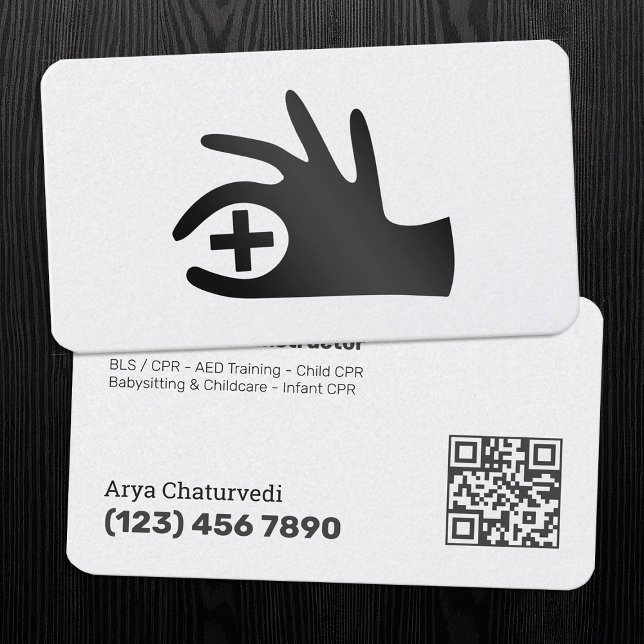 Klassiskt CPR - AHA-instruktör QR Visitkort (CPR - AHA Instructor QR Business Cards)