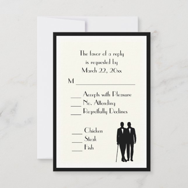 Klassiskt Cream från Groom och Groom Menu-Bröllope OSA Kort (Framsida)