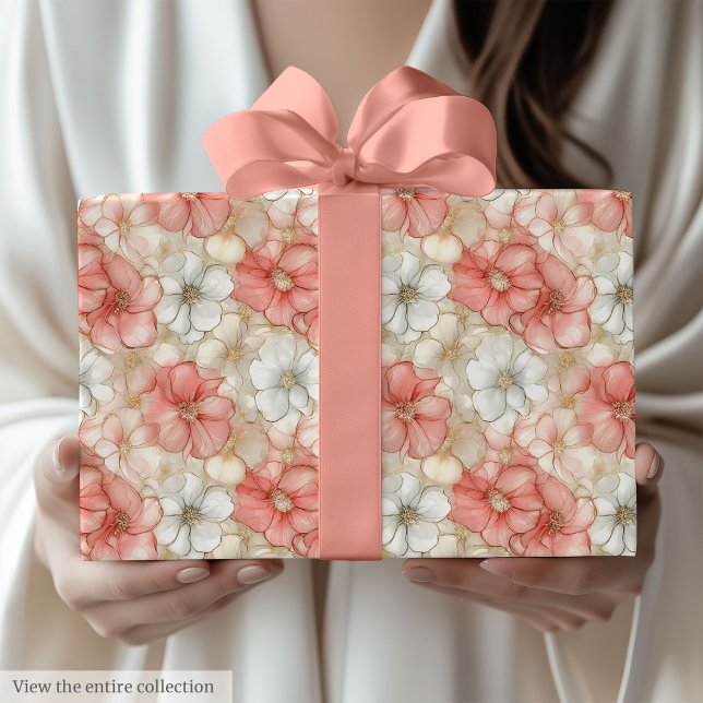 Klassiskt dammigt rosa och guld 80-årsfirande pres presentpapper (Classic dusty pink and gold 80th birthday wrap)