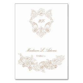 Klassiskt dekorerat, brun, mappningsbart Namn-kort Bordsnummer