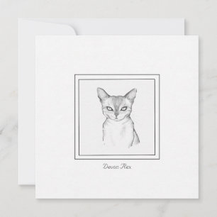 Klassiskt Devon Rex Cat Chalk Teckning-antecknings Anteckningskort