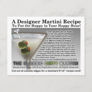Klassiskt Dirty Martini Recept-vykort Vykort