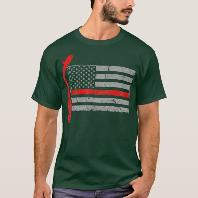 Klassiskt DJ Turntable Deejay American flagga T Shirt (Framsida)