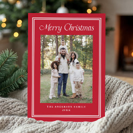 Klassiskt Dubbla Gräns Red 2 Photo Julkort