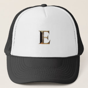 Klassiskt "E" Brev Monogram tryckt i svartvitt Keps