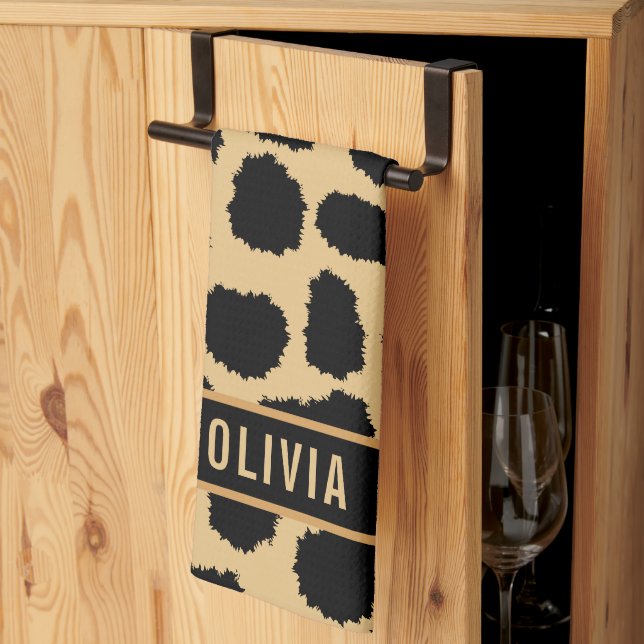 Klassiskt eget namn Cheetah Animal Print Mönster Kökshandduk (Thirds Fold)