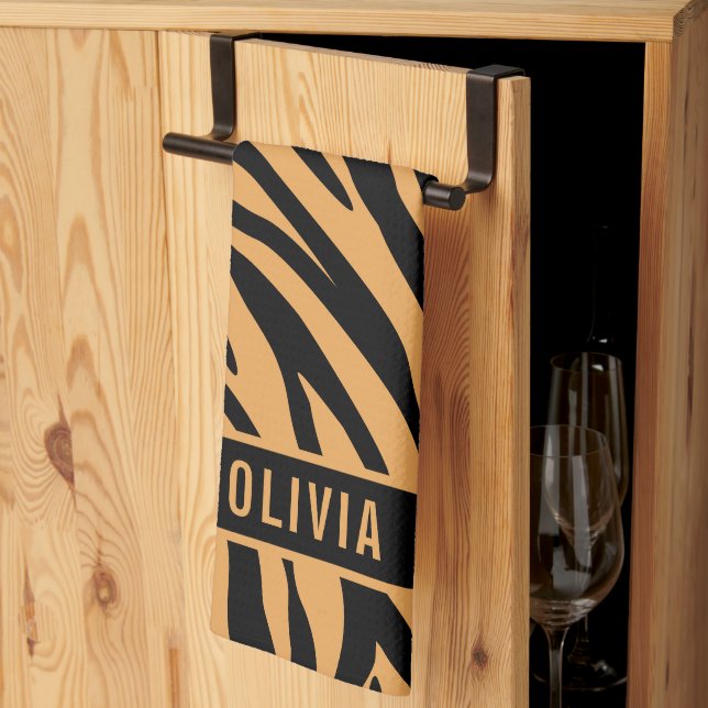 Klassiskt eget namn Tiger Animal Print Mönster Kökshandduk (Thirds Fold)