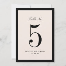 Klassiskt elegance Black Bröllop Bordsnummer Card