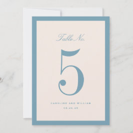 Klassiskt elegance Blue Bröllop Bordsnummer Card