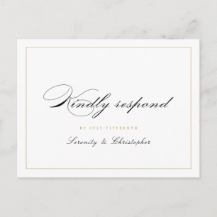 Klassiskt Elegance Script Simple bröllop OSA Invit Inbjudan Vykort