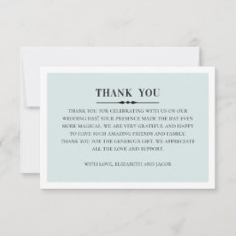 Klassiskt elegant bröllop. Enkel grått och blå Tack Kort