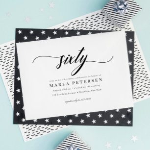 Klassiskt Elegant Calligraphy-skript 60:e födelsed Inbjudningar