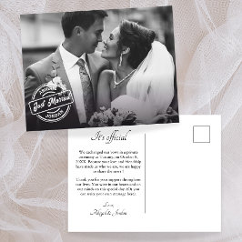 Klassiskt elegant nyss gifta foto  meddelande vykort