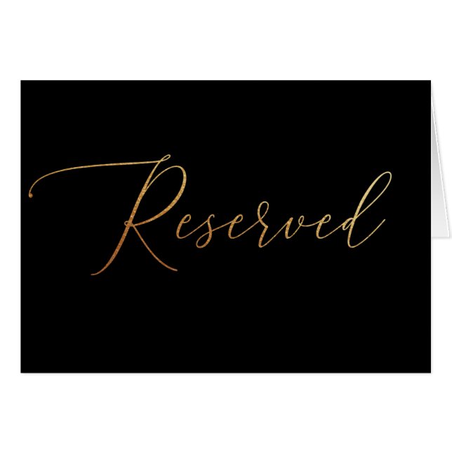 Klassiskt elegant svart & guld vigsel reserverat t OBS kort (Framsidan Horizontal)