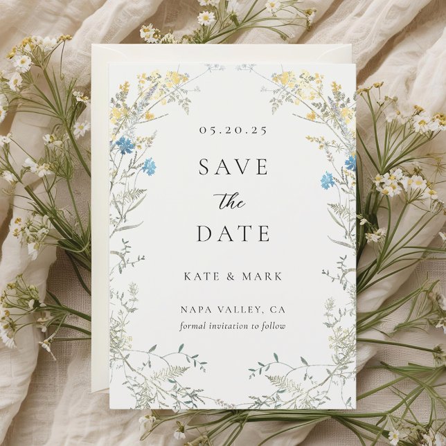 Klassiskt elegant vildblomma bröllop Save the Date Spara Datumet (Skapare uppladdad)