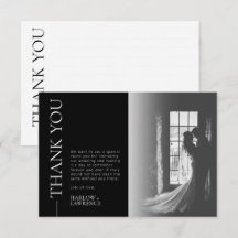 Klassiskt enkelt Bröllop-foto-tackkort