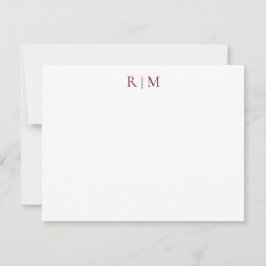 Klassiskt enkelt Burgundy Two Monogram-antecknings Anteckningskort