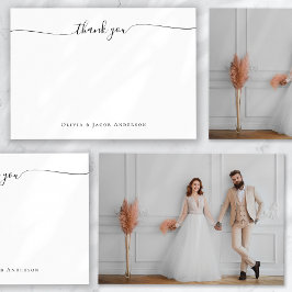 Klassiskt enkelt calligrafiskt foto Bröllop Tack Kort