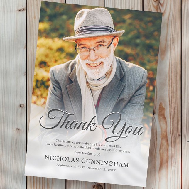 Klassiskt enkelt foto för modern Elegant Tack Kort (Skapare uppladdad)