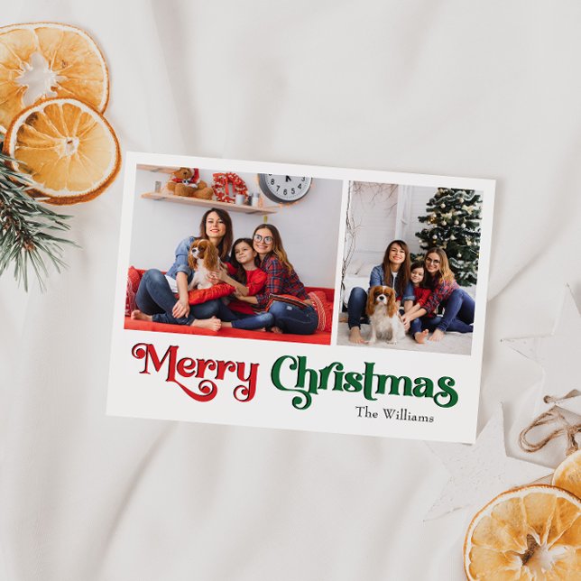 Klassiskt enkelt foto God jul 2 Helg Vykort (Skapare uppladdad)