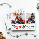 Klassiskt enkelt foto God jul 2 Julkort<br><div class="desc">Fira säsongen med det här unika, klassiska, enkla God jul-helgdag, två fotokort med en liten vintage charm. Den minimalistiska utformningen visar upp en rödpalett och en färg-palett med elegant och grönt, och frammanar vinterens mysiga anda. Dess moderna och roligt dragningskraft, parad med den traditionella formuleringen, skapar en perfekt balans mellan...</div>