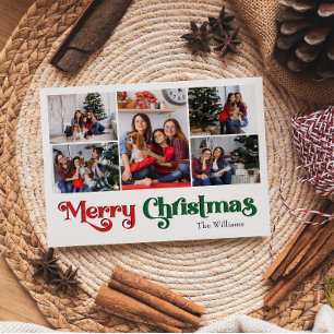 Klassiskt enkelt God jul 5-foto Helg Vykort