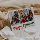 Klassiskt enkelt God jul-foto med tre foto Helgkort<br><div class="desc">Fira säsongen med det här unika, klassiska, enkla God jul-vikta helgdag med tre bildkort med en liten vintage-charm. Den minimalistiska utformningen visar upp en rödpalett och en färg-palett med elegant och grönt, och frammanar vinterens mysiga anda. Dess moderna och roligt dragningskraft, parad med den traditionella formuleringen, skapar en perfekt balans...</div>