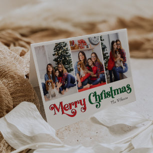 Klassiskt enkelt God jul-foto med tre foto Helgkort