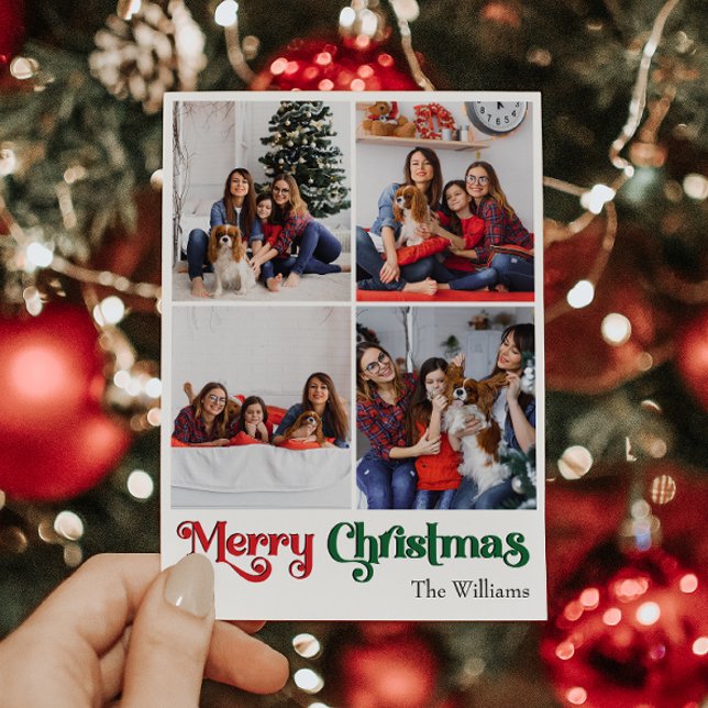 Klassiskt enkelt God jul Lodrät fyra foto Julkort (Skapare uppladdad)