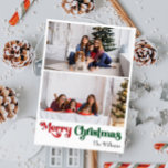 Klassiskt enkelt God jul Lodrät två foto Julkort<br><div class="desc">Fira säsongen med det här unika, klassiska, enkla lodrät God jul två fotokort med helgdag som innehåller en liten bit vintage charm. Den minimalistiska utformningen visar upp en röd och vit palett med elegant färg, och framkallar den mysiga andan från vintern. Dess moderna och roligt dragningskraft, parad med den traditionella...</div>
