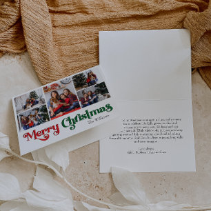 Klassiskt enkelt God jul-mappat fem foto Helgkort