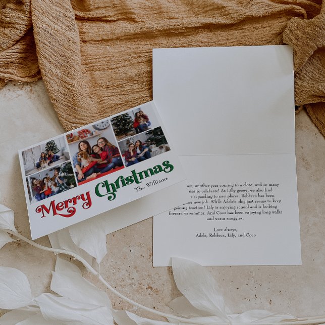 Klassiskt enkelt God jul-mappat fem foto Helgkort (Skapare uppladdad)
