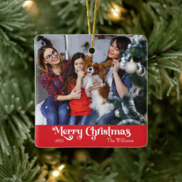 Klassiskt enkelt God jul Red Julgransprydnad Keramik