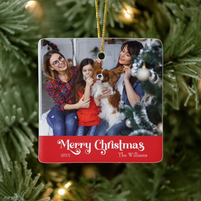 Klassiskt enkelt God jul Red Julgransprydnad Keramik (Träd)