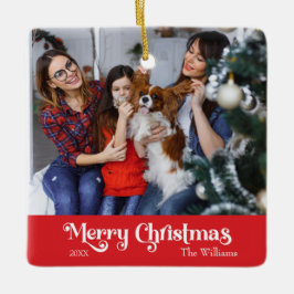 Klassiskt enkelt God jul Red Julgransprydnad Keramik